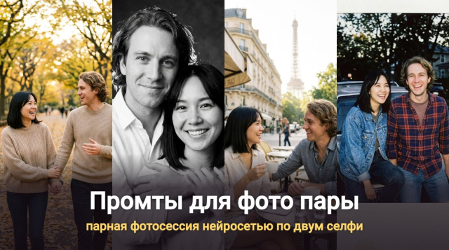 Промты для фото пары: 20 идей для парной фотосессии нейросетью – по двум фото или общему селфи