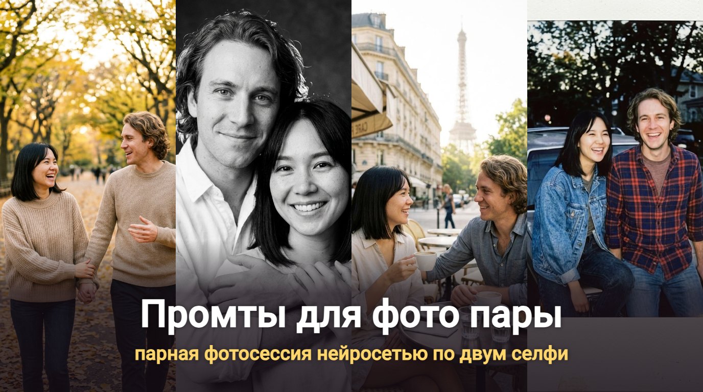 Промты для фото пары: парная фотосессия нейросетью